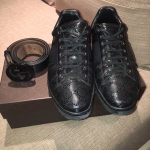Gucci Authentic Imprime Lace-Up Trainer Sneaker